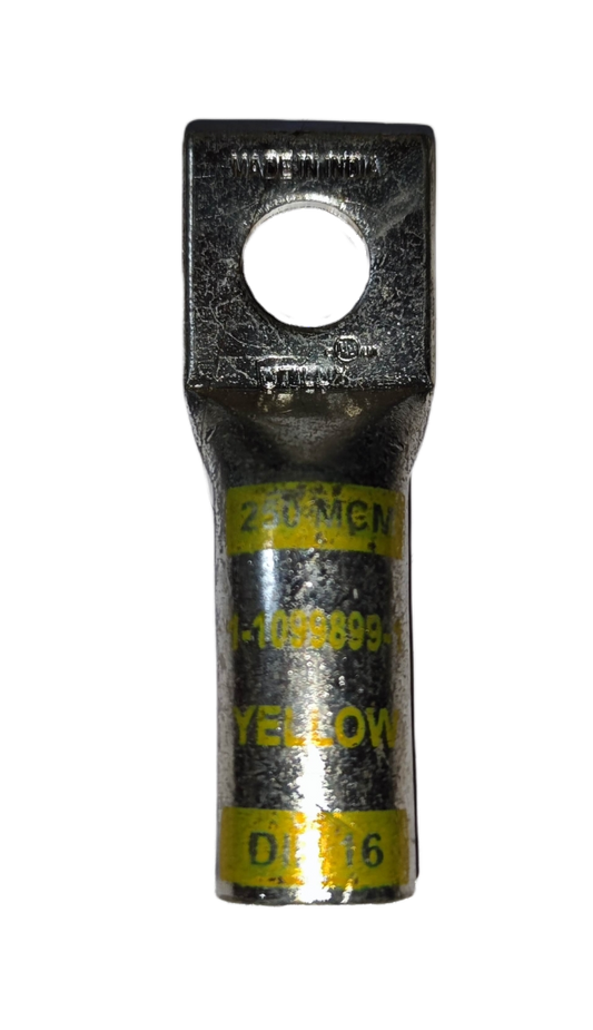 Utilux Terminal Lugs Long Barrel 1 Hole 250MCM electrical connector with yellow markings