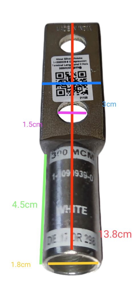 Utilux Terminal Lugs Long Barrel 2 Holes 300MCM electrical connector for heavy duty wiring