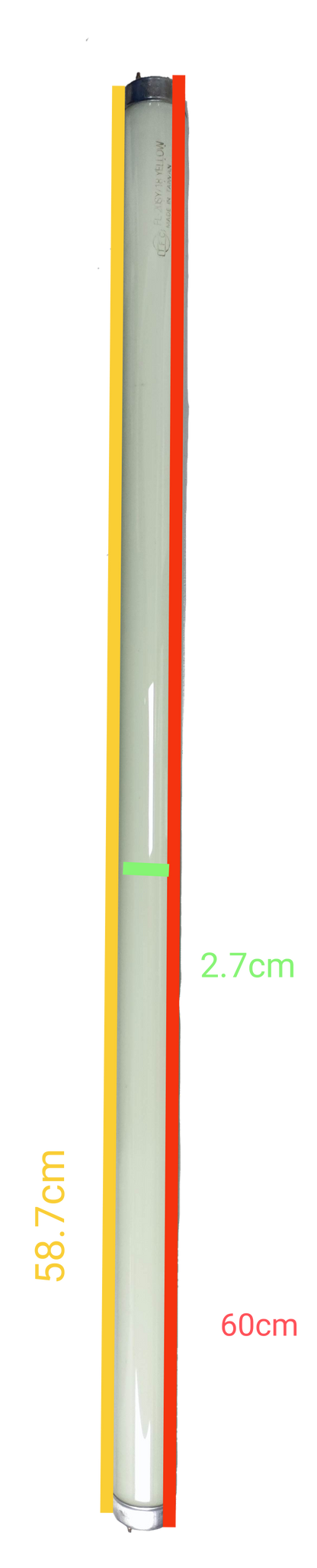 TFC 18W T-8 Fluorescent Tube Yellow measuring 60 cm long with 2.7 cm diameter