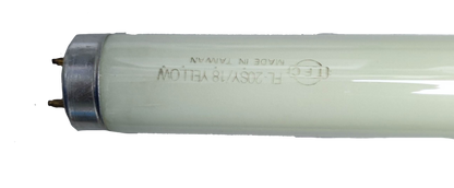 TFC 18W T-8 Fluorescent Tube Yellow with metal end caps and white glass body