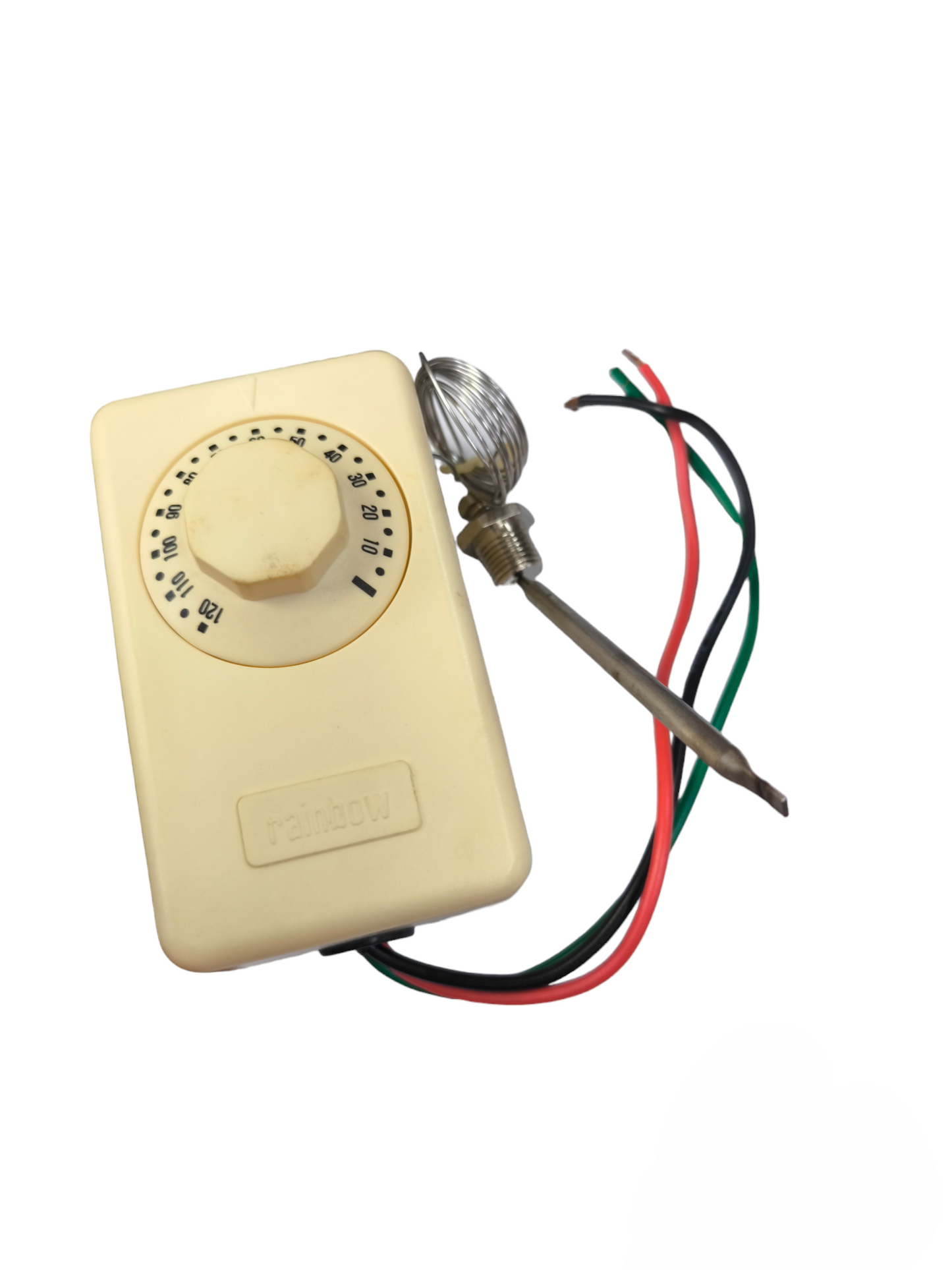 Thermostat Surface Type 0-120 Degrees with adjustable dial and wiring for temperature control