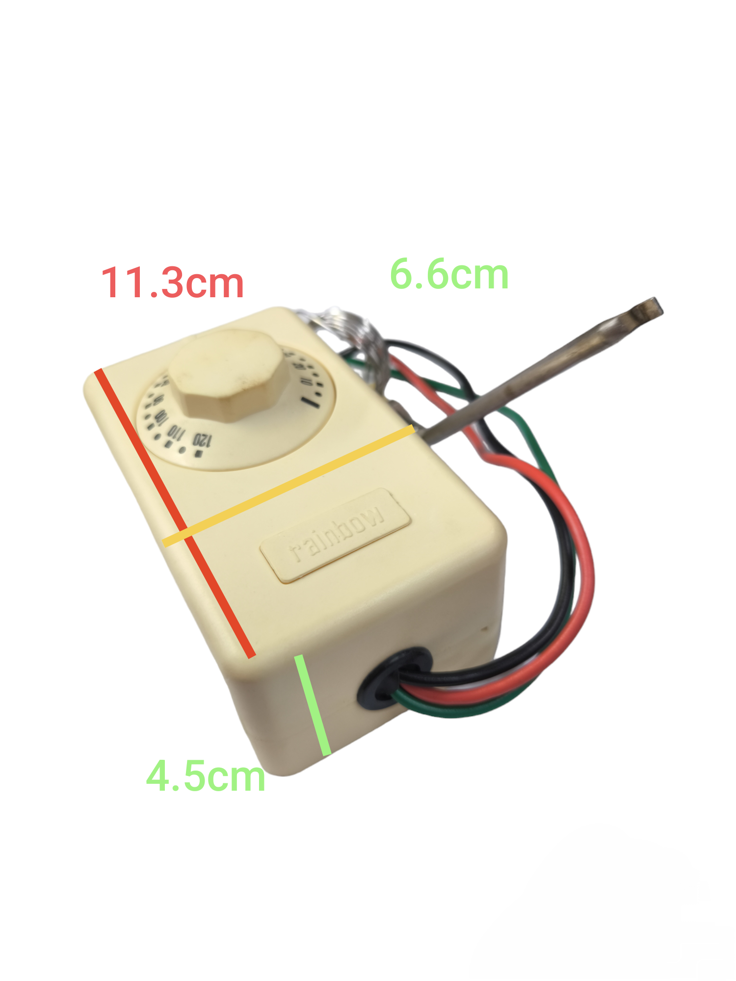 Thermostat Surface Type 0-120 Degrees with adjustable dial and attached wires for temperature control
