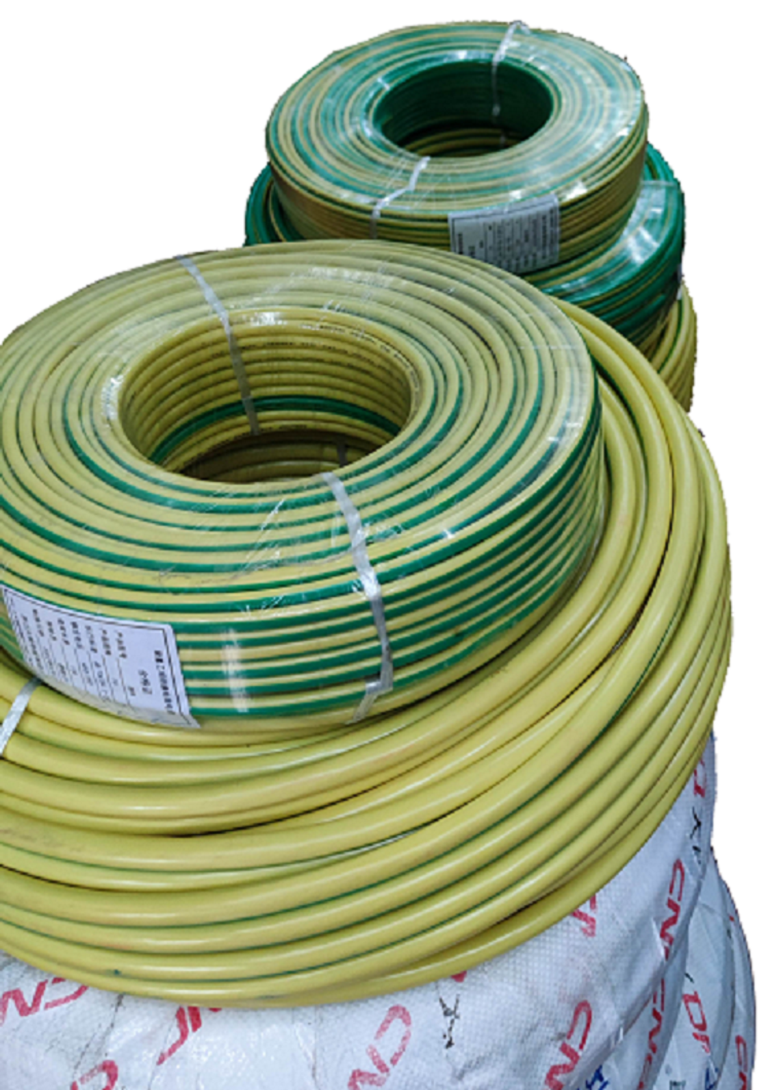 Grippes THHN 50mm grounding wire roll in vibrant green and yellow colors for electrical grounding applications