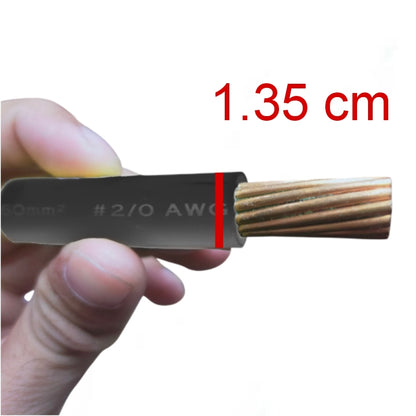 Phelps Dodge THHN and wires in a hand, showcasing the 2/0 AWG copper wire for construction projects