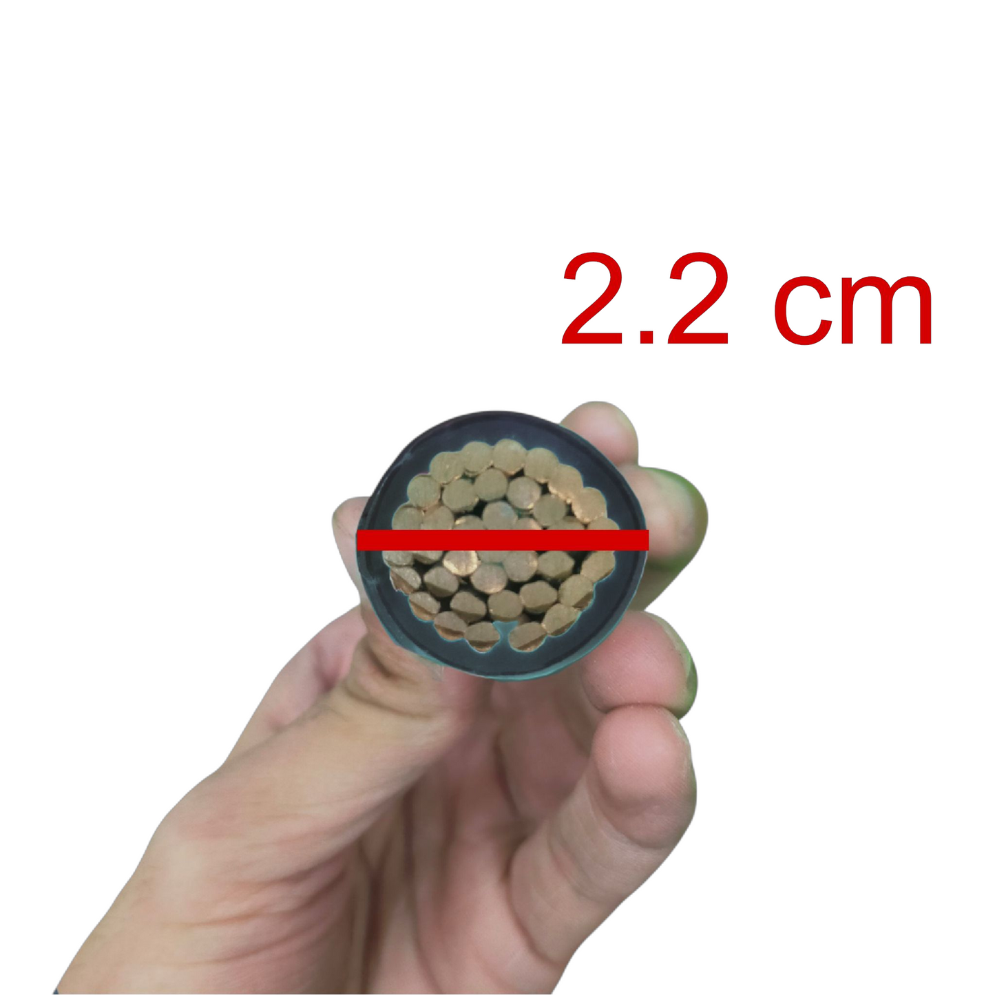 Phelps Dodge THHN and wires showing round cross-section with a diameter of 2.2 cm for electrical projects