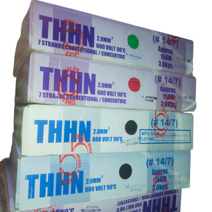 THHN AWG 14 Black - 1Roll of 600 Volt 90°C Electrical Wire with 7 Strands for Various Applications
