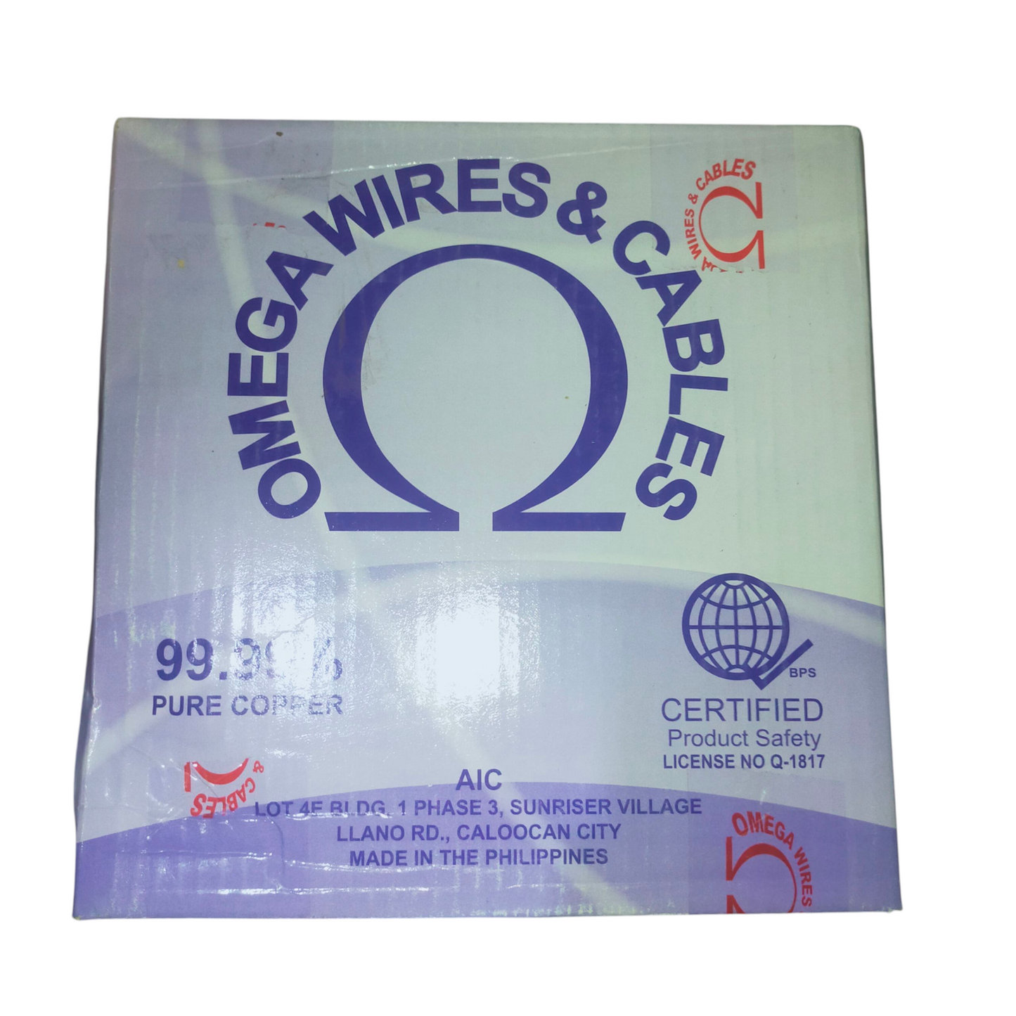Omega THHN AWG 14 Black - 1Roll of pure copper wire in packaging design for wiring projects