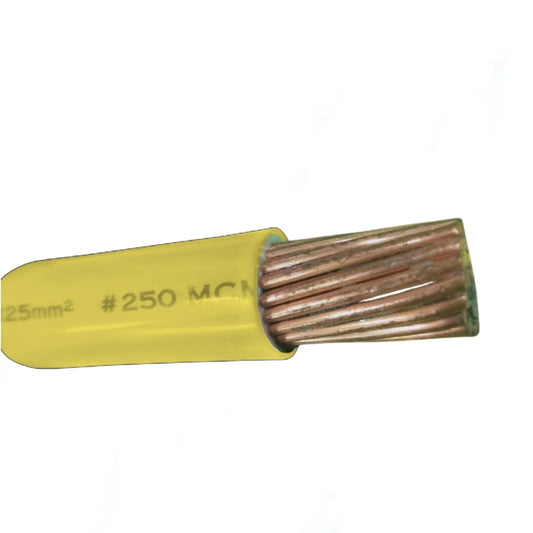 Philflex THHN Wire 125mm Stranded 250MCM with yellow insulation and exposed copper strands