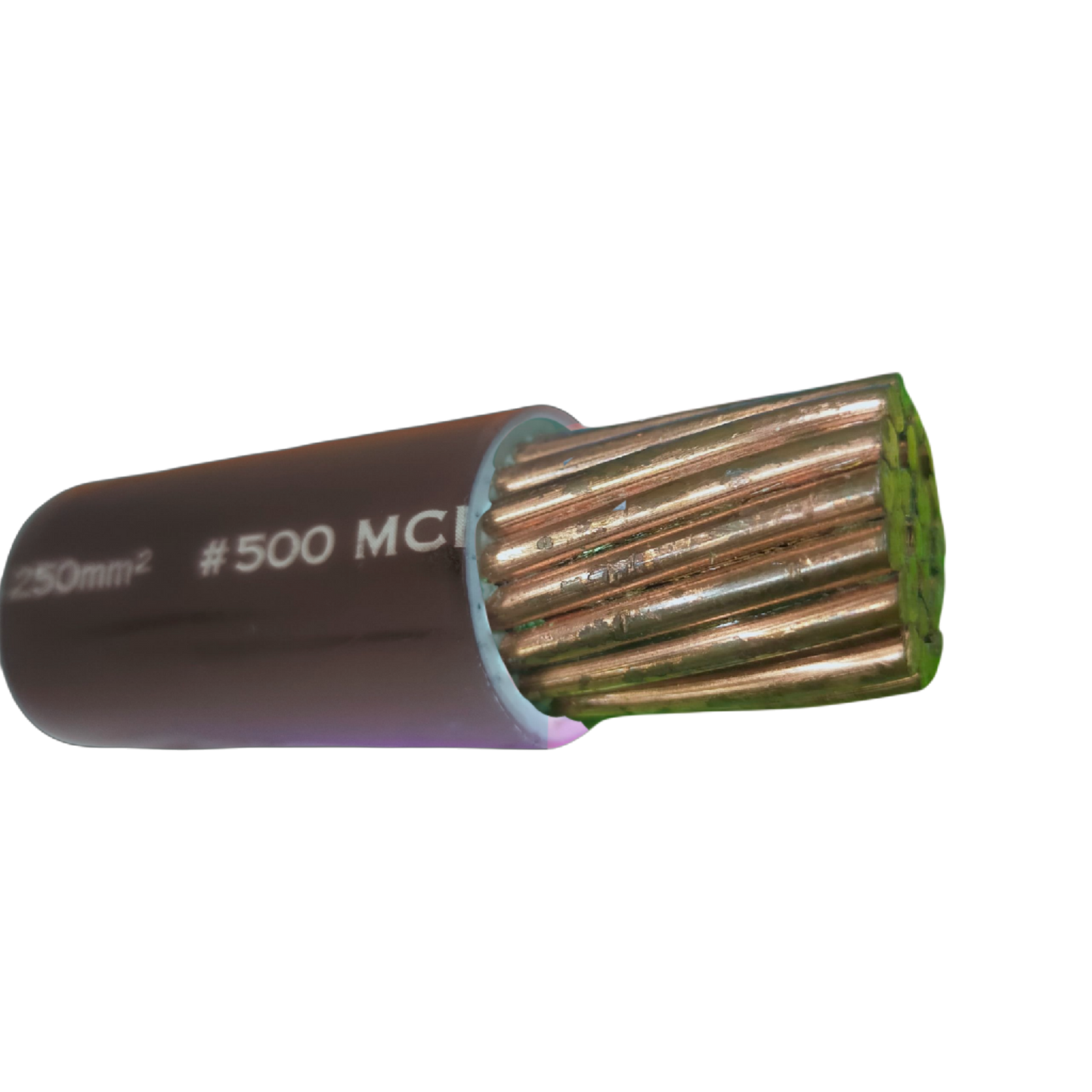 Philflex THHN Wire 250mm Stranded 500MCM with copper strands and black insulation close-up