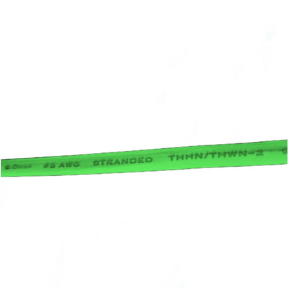 Phelps Dodge green wire labeled THWN Stranded AWG 8 Green for electrical wiring