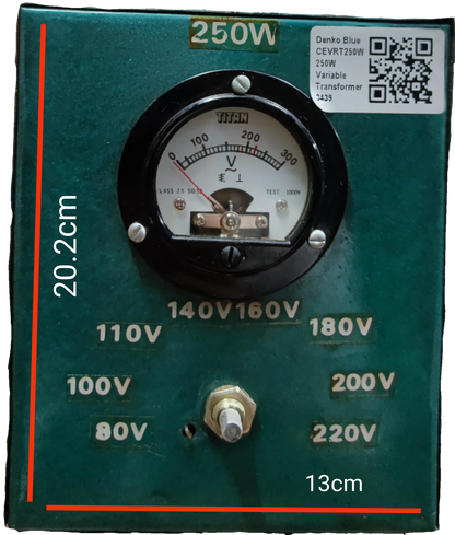 CE 250W Variable Transformer 145 - 220V with analog voltage meter and adjustable knob for door chimes and bells