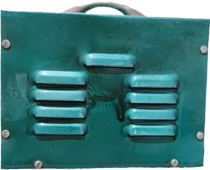 CE door chime with 250W Variable Transformer 145 - 220V in teal metal casing for adjustable voltage