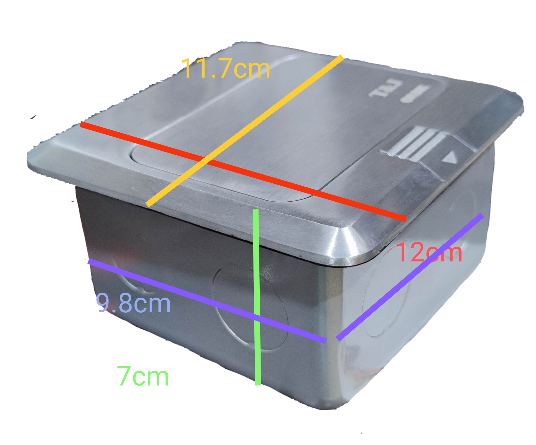 T&J Ethernet Pop Up Floor Outlet in stainless steel with compact dimensions for floor mounting