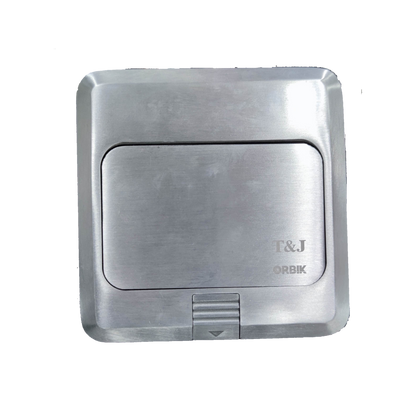 T&J Floor Outlet Pop-up USB-A Outlet in brushed metal finish with compact design