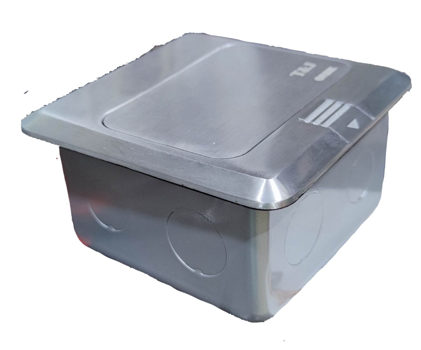 T&J Floor Outlet USB 5V 2.1A power point with USB 5V 2.1A and DATA ports in a stainless steel casing