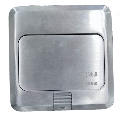 T and J stainless steel floor pop-up outlet HDMI - CAT6 - telephone square flush cover with latch