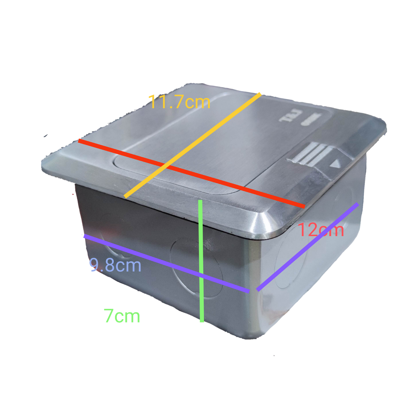 T&J Pop up LAN and HDMI Outlet in stainless steel with compact rectangular design and dimensions