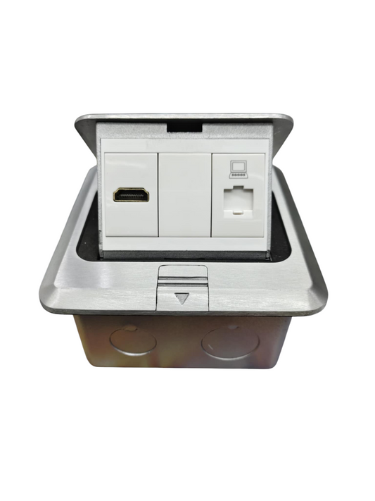 T&J Pop up LAN and HDMI Outlet with stainless steel frame for convenient connectivity
