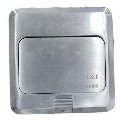 T&J Pop up Floor Outlet LAN with USB-A in brushed metal finish for power and data connection