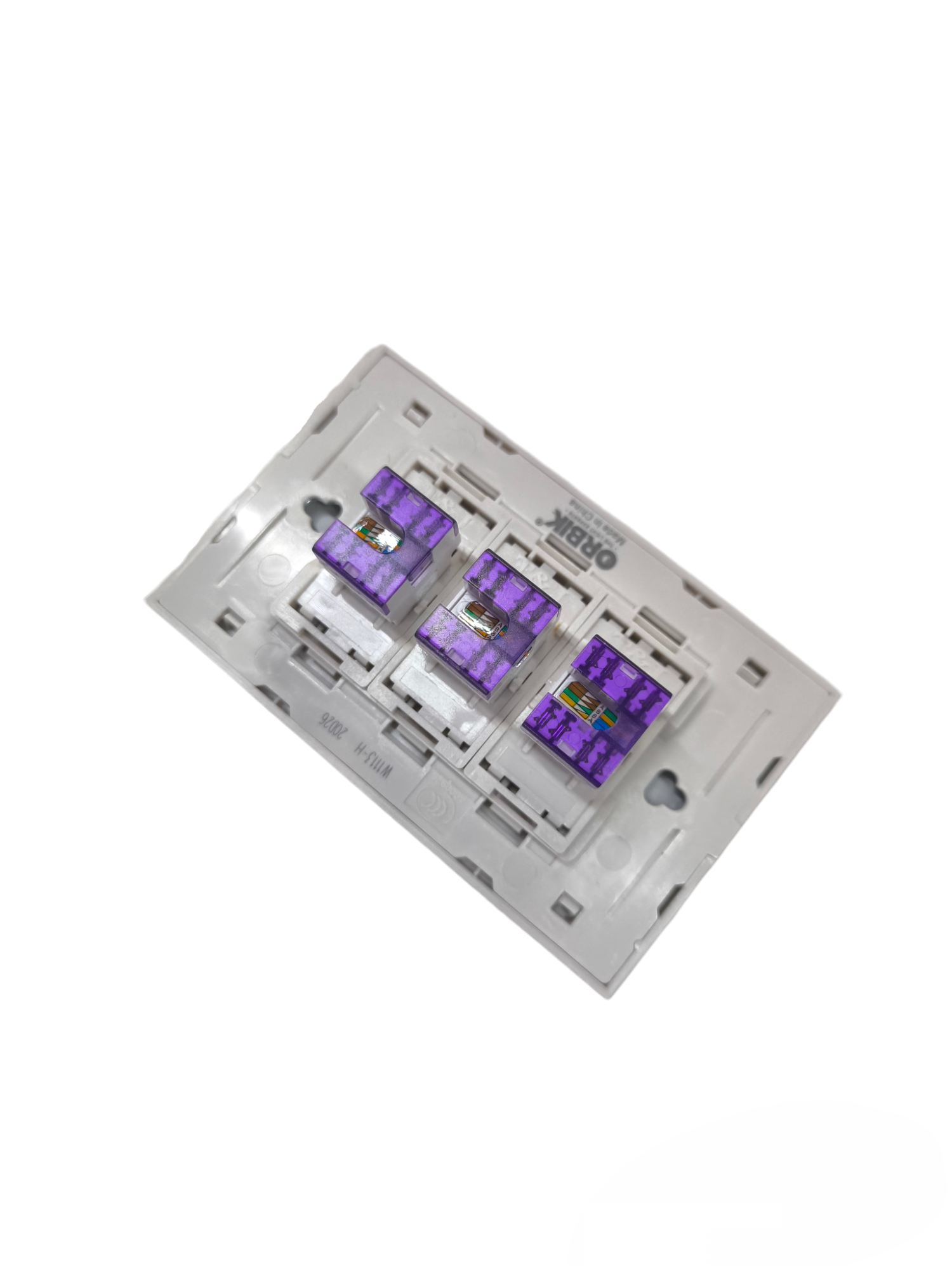 T&J 3 Gang LAN Outlet with three purple network ports for reliable wired internet connection