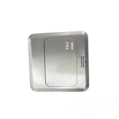 T&J Floor Outlet 3 Gang HDMI Outlet with brushed metal finish for floor installation