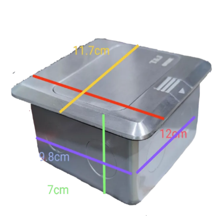 T&J Floor Outlet 3 Gang HDMI Outlet with metal cover and compact dimensions for floor installation