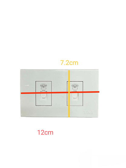 T&J 1 Gang and 2 Gang Voice Outlet white wall plate with telephone icon slots