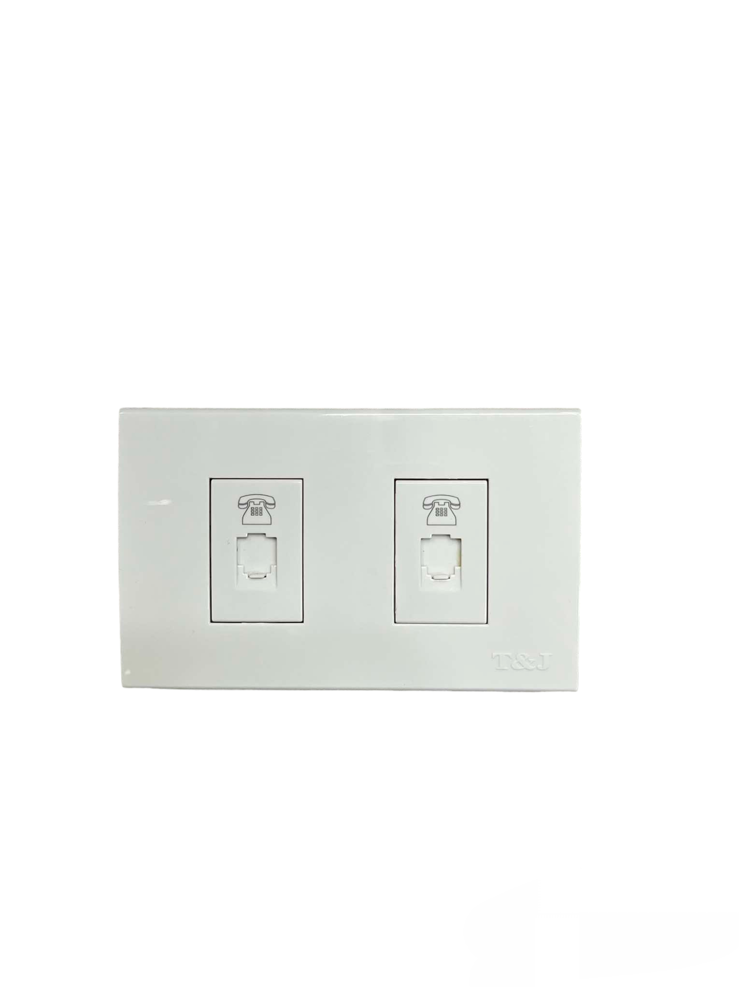 T&J 1 Gang and 2 Gang Voice Outlet white wall plate with telephone symbol outlets