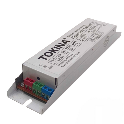 Tokina 2x18W electronic ballast for lighting installation with multi-color wiring connectors