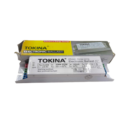Tokina 2x18W electronic ballast for lighting installation with energy-saving features and voltage 220V-277V