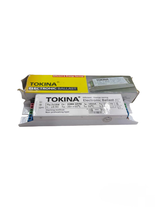 Tokina 2x18W electronic ballast for lighting installation with energy-saving features and voltage 220V-277V