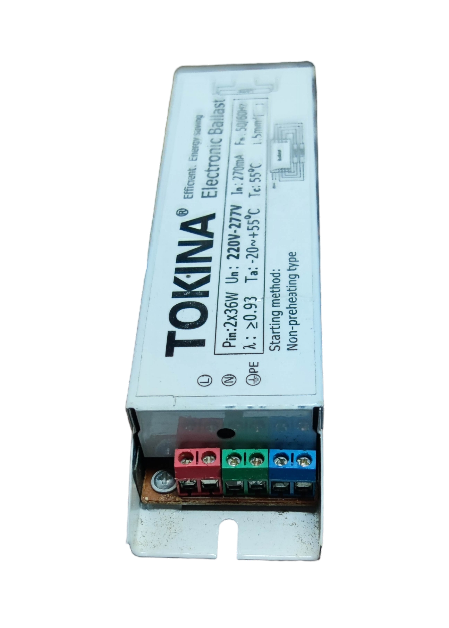 Tokina 2x40W Electronic Ballast 220V with colorful wiring terminals for electrical circuitry