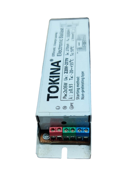 Tokina 2x40W Electronic Ballast 220V with colorful wiring terminals for electrical circuitry