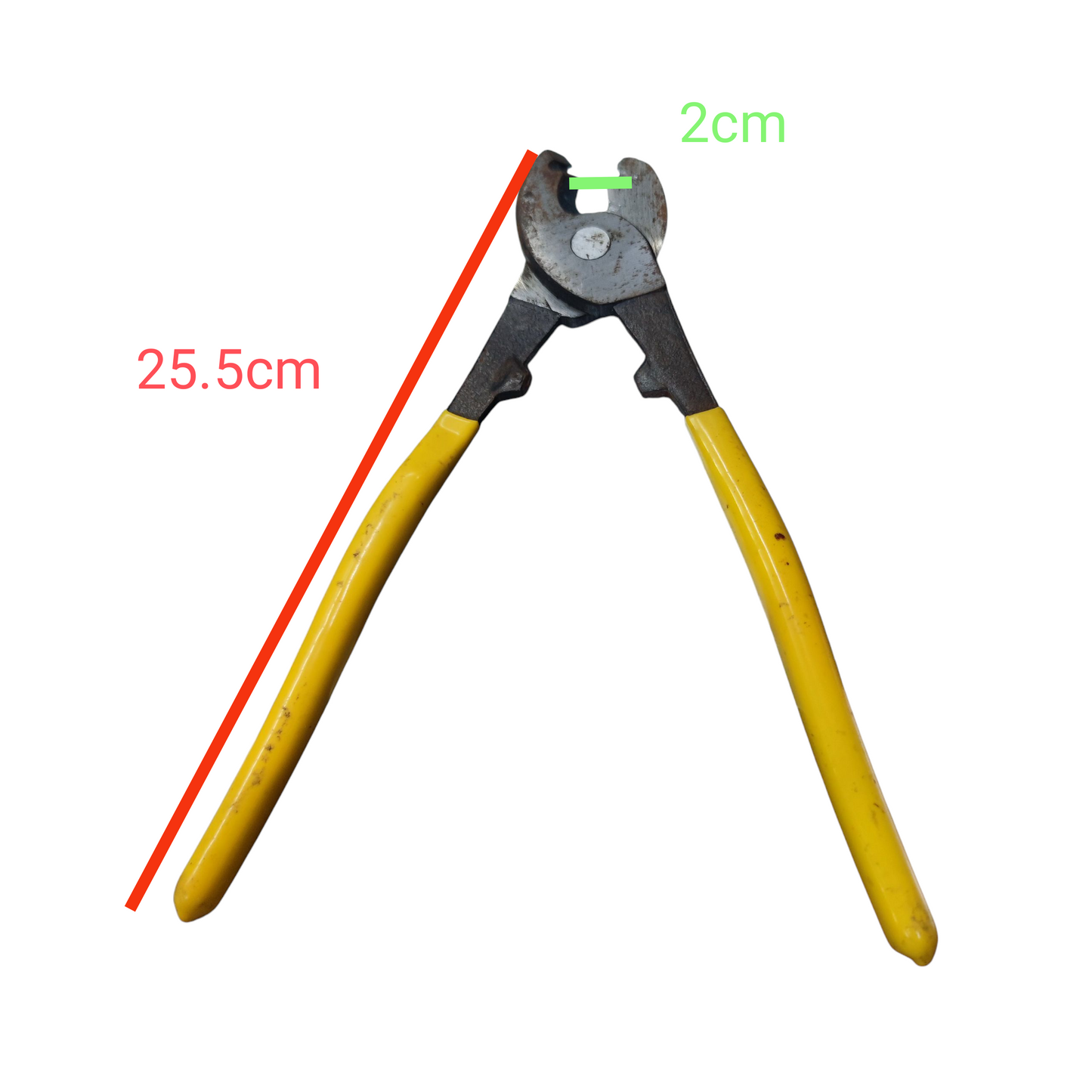 10 inch cable cutter with yellow handles and metal cutting head for precise cable cutting