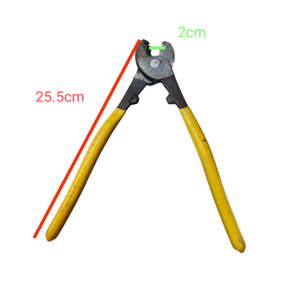 10 inch cable cutter with yellow handles and metal cutting head for precise cable cutting