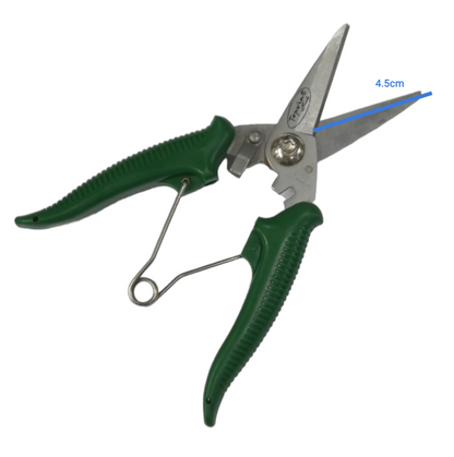 Topwin 7 Inches wire cutting scissors for electricians with green ergonomic handles and sharp stainless steel blades