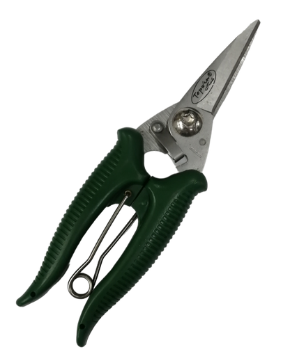 Topwin 7 Inches wire cutting scissors for electricians with green ergonomic handles and stainless steel blades