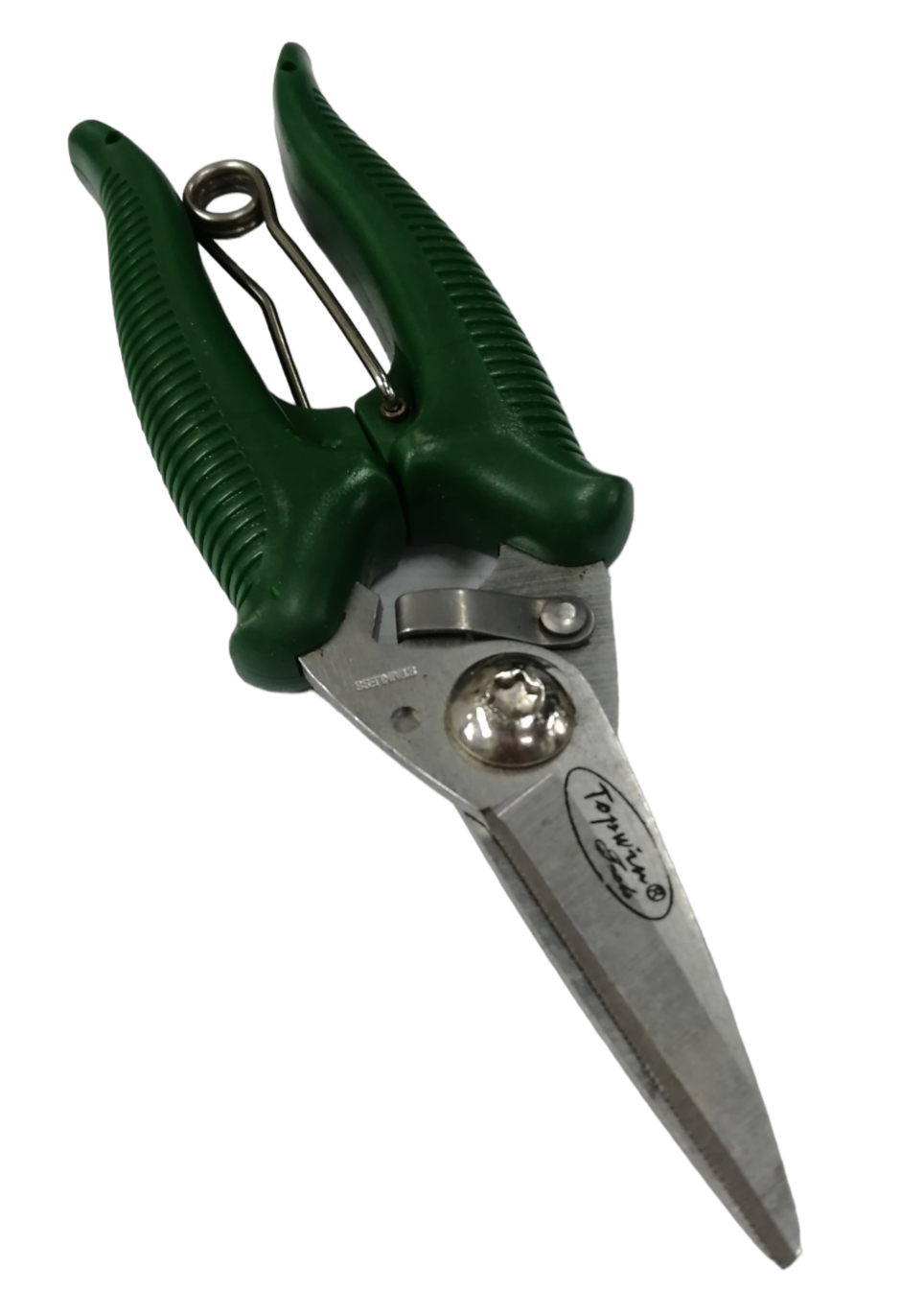 Topwin 7 Inches wire cutting scissors for electricians with green ergonomic handles and steel blades