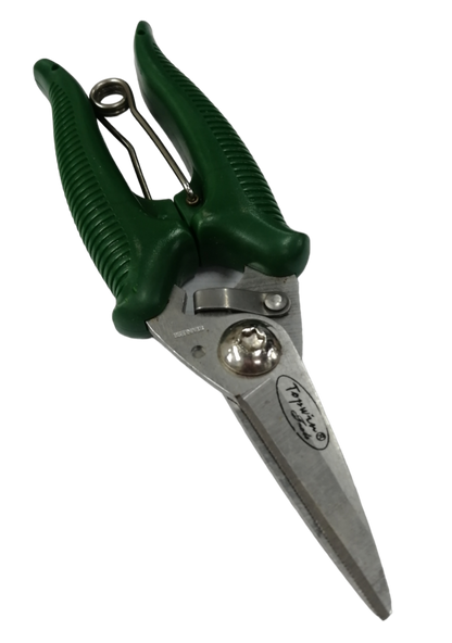 Topwin 7 Inches wire cutting scissors for electricians with green ergonomic handles and steel blades