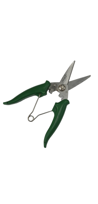 Topwin 7 inches wire cutting scissors for electricians with green ergonomic handles and sharp stainless steel blades