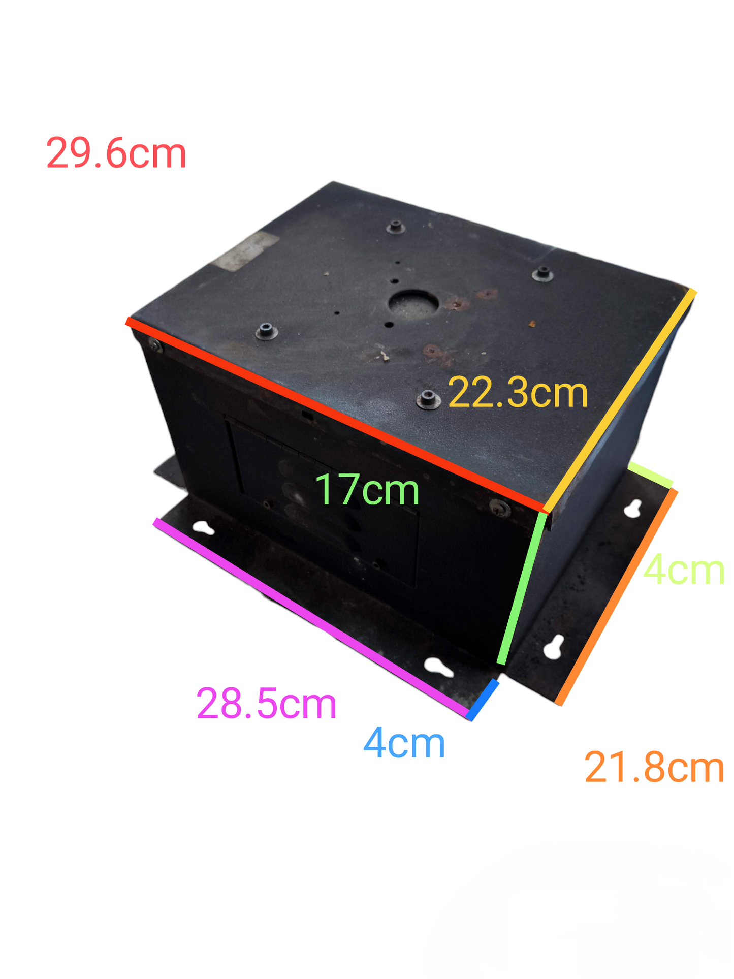 Denko Transformer 220V Input 110V Output 3000W black metal electrical component with dimension markings