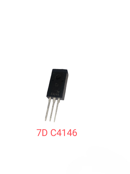 Single black transistor with three metal legs labeled 7D C4146 from Transistors Different Kind Classic Series