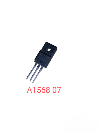 Single black transistor with three metal leads labeled A1568 07 from Transistors Different Kind Classic Series
