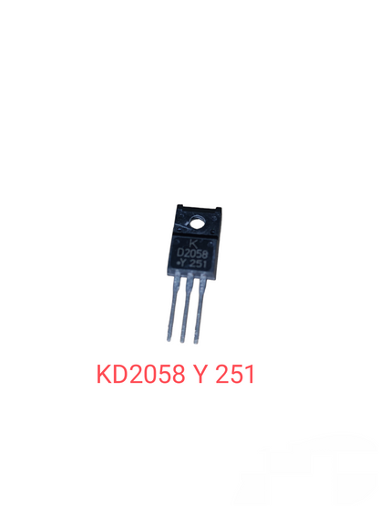 Single black transistor with three metal legs labeled KD2058 Y 251 from Transistors Different Kind Classic Series