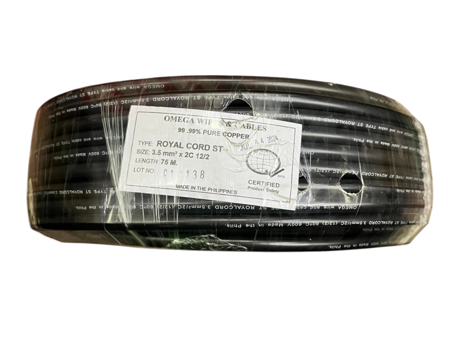 Omega Royal Cord 3.5mm2/2c AWG 12/2 2 Core 75mtrs