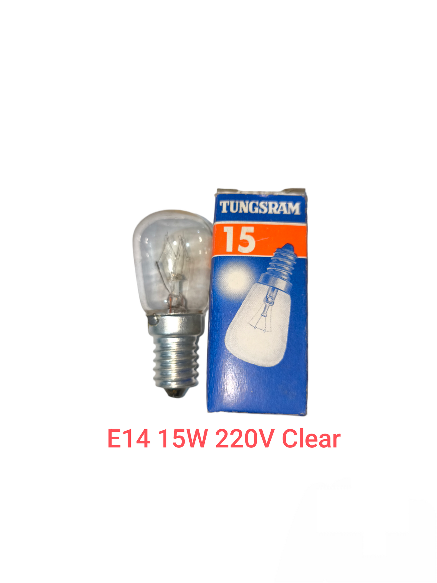 Tungsram 15W Pigmy Bulb E14 220V clear incandescent bulb with blue and orange packaging