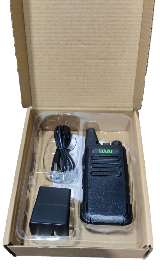 WLW Two-Way Radio 400-470Hz Black with charger and accessories in packaging box