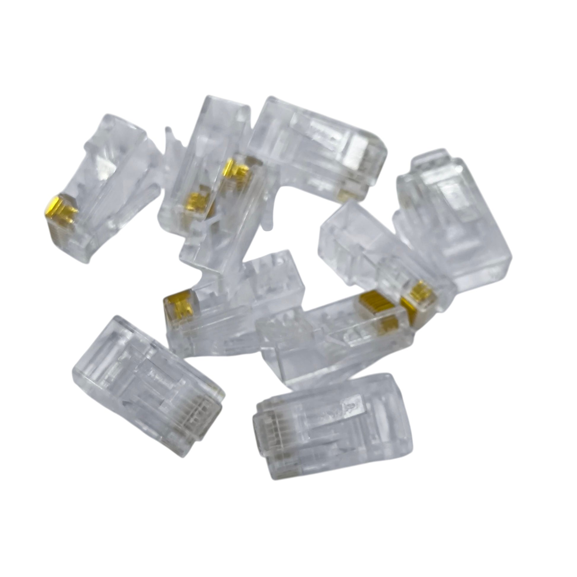 AMP RJ45 CAT 6E UTP modular connectors in a clear design for reliable network connections
