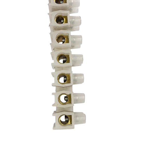Sassin 100A 12 Pairs PVC Terminal Block white strip with brass inserts and screw terminals for electrical safety