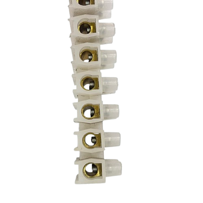 Sassin 100A 12 Pairs PVC Terminal Block white strip with brass inserts and screw terminals for electrical safety